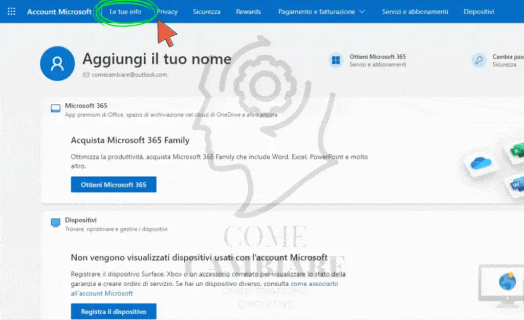 informazioni account microsoft