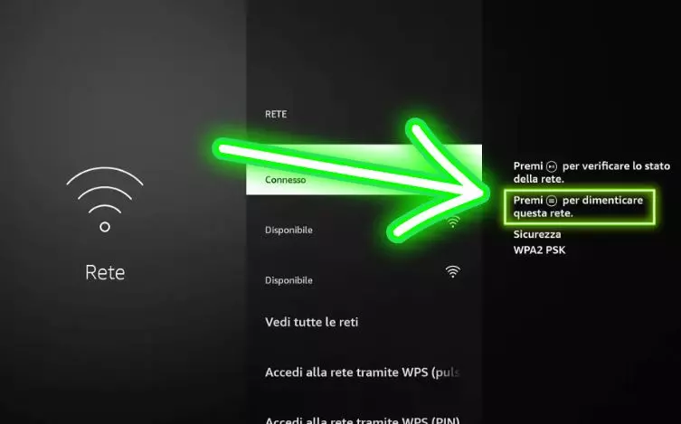 come disconnettersi da wifi in fire tv stick